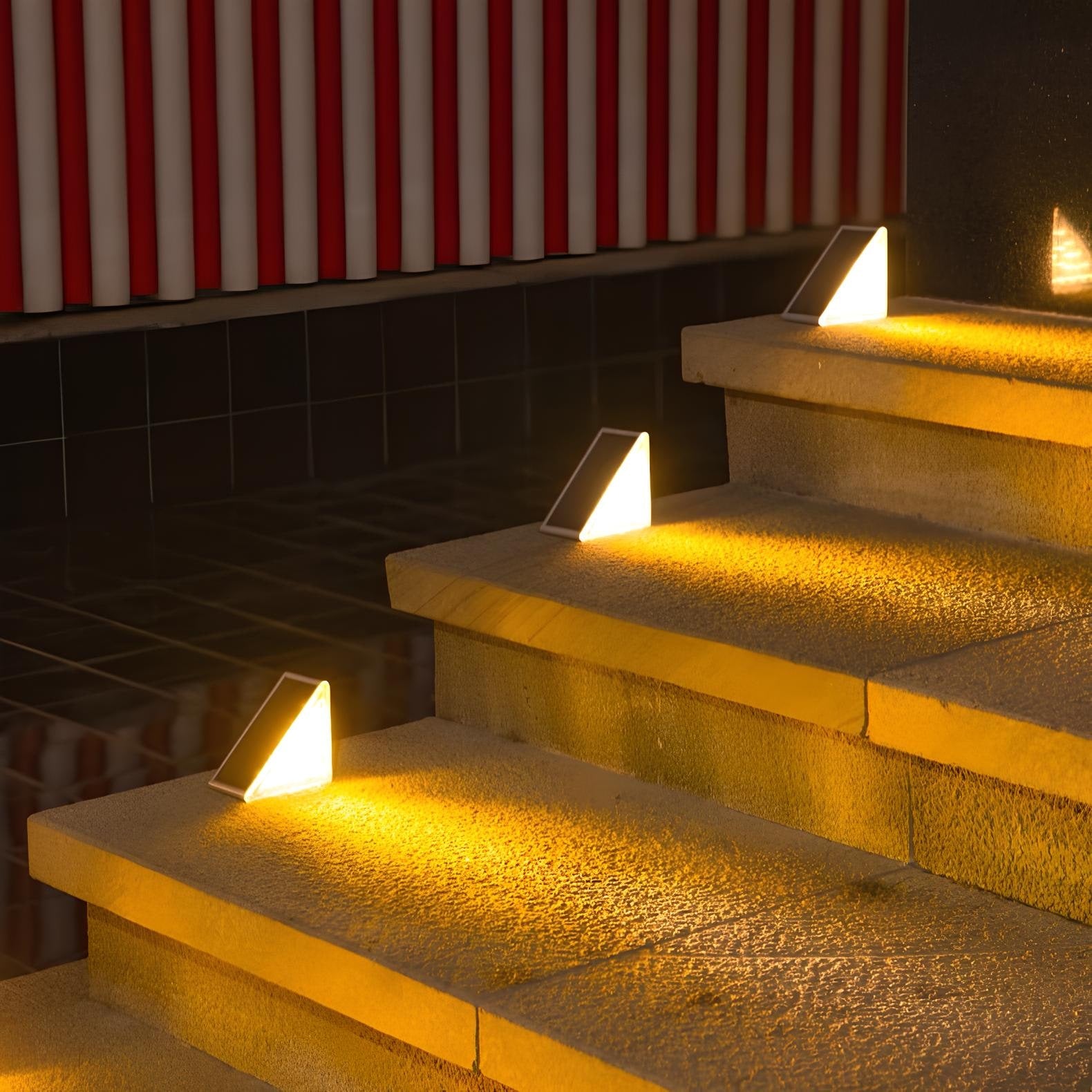 Waterproof Solar Stair Lights Outdoor Cordless Step Warm White LED Triangular Patio - Image 5