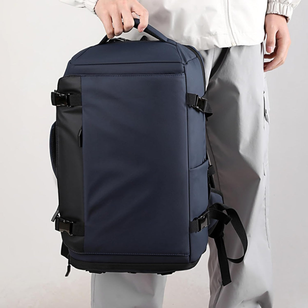Waterproof Travel Backpack with Laptop Compartment USB Port and Trolley Sleeve - Image 1