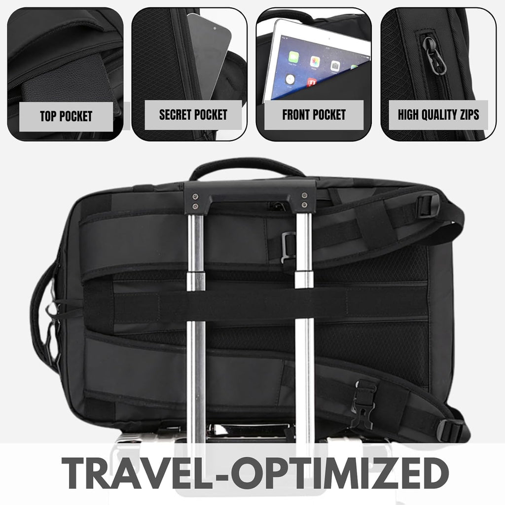 Waterproof Travel Backpack with Laptop Compartment USB Port and Trolley Sleeve - Image 10