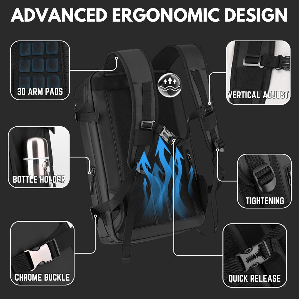 Waterproof Travel Backpack with Laptop Compartment USB Port and Trolley Sleeve - Image 8