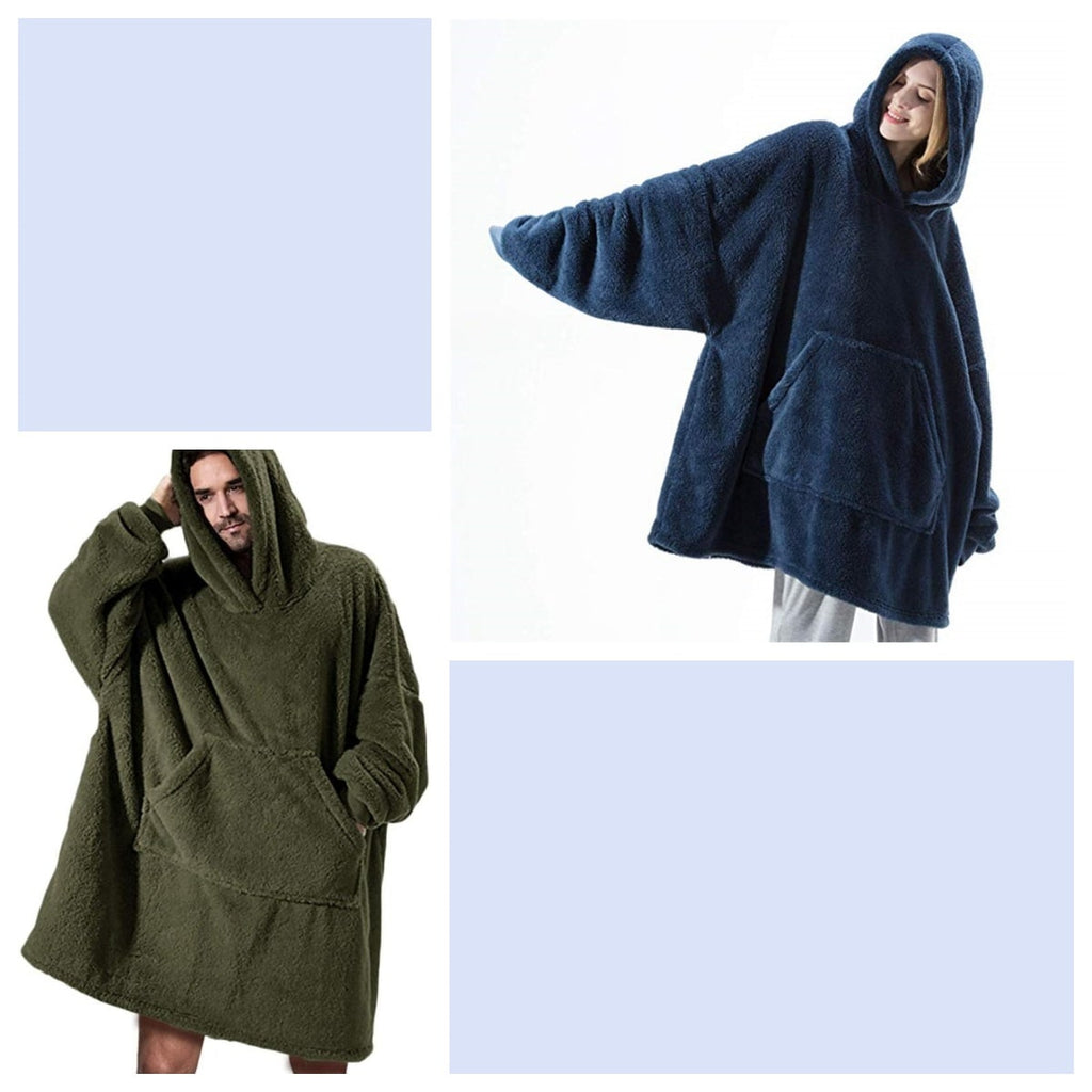 Wearable Blanket Hoodie Oversized Fleece with Front Pocket and Sherpa Lining - Image 12