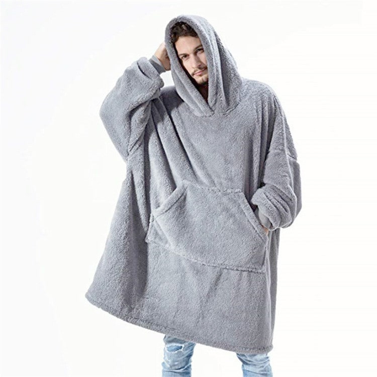 Wearable Blanket Hoodie Oversized Fleece with Front Pocket and Sherpa Lining - Image 13