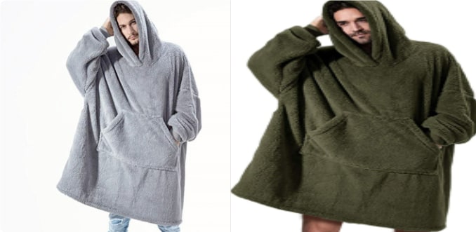Wearable Blanket Hoodie Oversized Fleece with Front Pocket and Sherpa Lining - Image 18