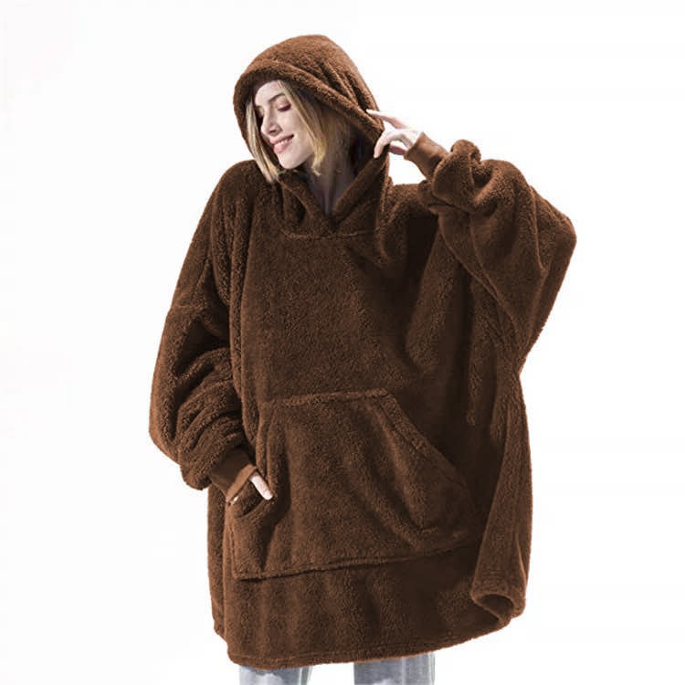 Wearable Blanket Hoodie Oversized Fleece with Front Pocket and Sherpa Lining - Image 19