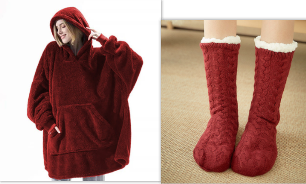 Wearable Blanket Hoodie Oversized Fleece with Front Pocket and Sherpa Lining - Image 20