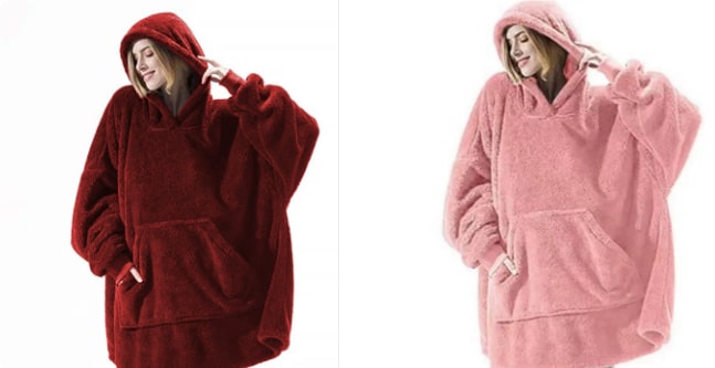 Wearable Blanket Hoodie Oversized Fleece with Front Pocket and Sherpa Lining - Image 24