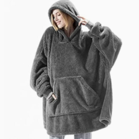 Wearable Blanket Hoodie Oversized Fleece with Front Pocket and Sherpa Lining - Image 25