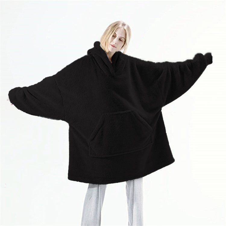 Wearable Blanket Hoodie Oversized Fleece with Front Pocket and Sherpa Lining - Image 27
