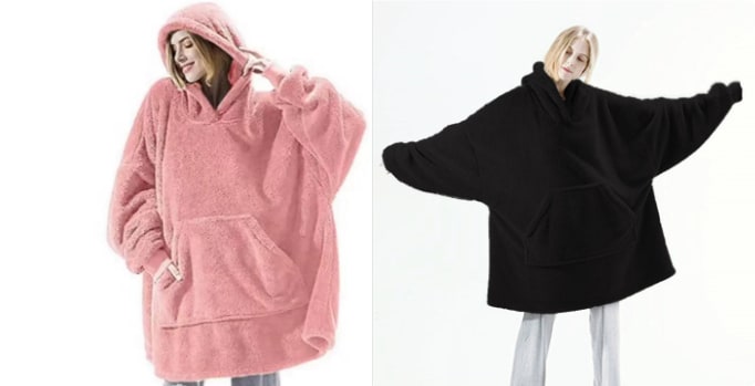 Wearable Blanket Hoodie Oversized Fleece with Front Pocket and Sherpa Lining - Image 31