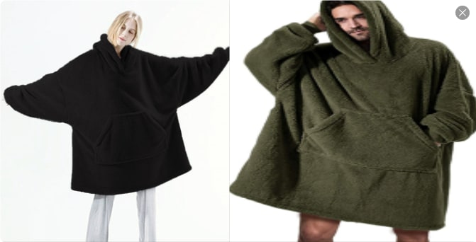 Wearable Blanket Hoodie Oversized Fleece with Front Pocket and Sherpa Lining - Image 32