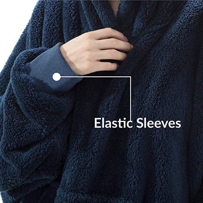 Wearable Blanket Hoodie Oversized Fleece with Front Pocket and Sherpa Lining - Image 33