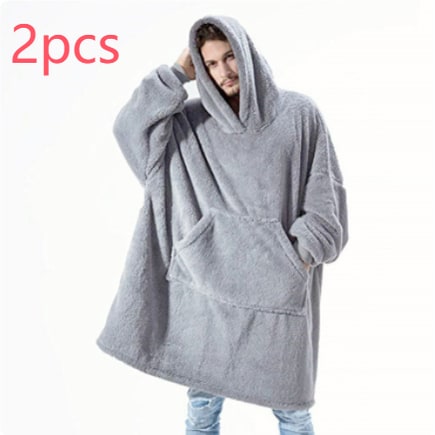 Wearable Blanket Hoodie Oversized Fleece with Front Pocket and Sherpa Lining - Image 34