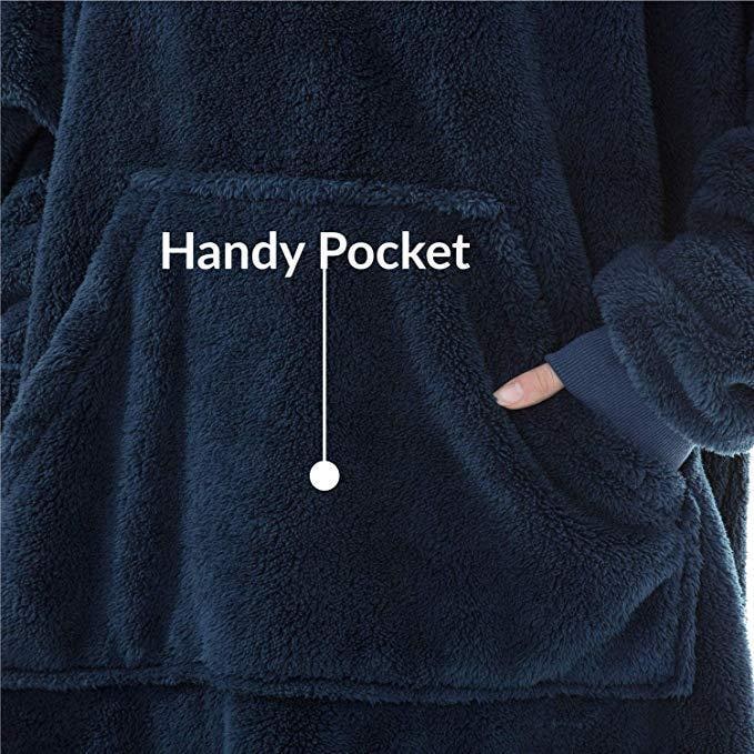 Wearable Blanket Hoodie Oversized Fleece with Front Pocket and Sherpa Lining - Image 35