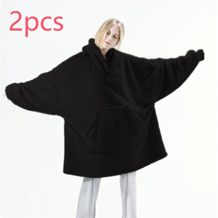 Wearable Blanket Hoodie Oversized Fleece with Front Pocket and Sherpa Lining - Image 37