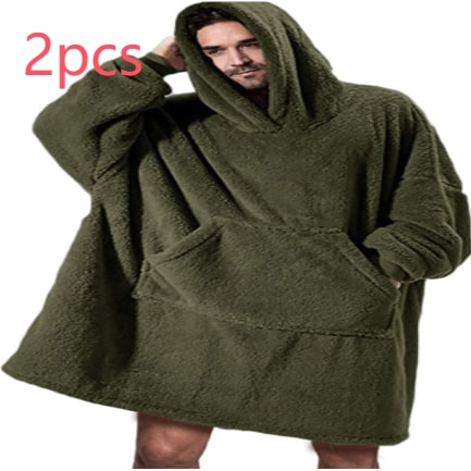 Wearable Blanket Hoodie Oversized Fleece with Front Pocket and Sherpa Lining - Image 38