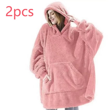 Wearable Blanket Hoodie Oversized Fleece with Front Pocket and Sherpa Lining - Image 41