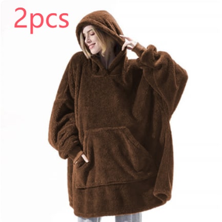 Wearable Blanket Hoodie Oversized Fleece with Front Pocket and Sherpa Lining - Image 45