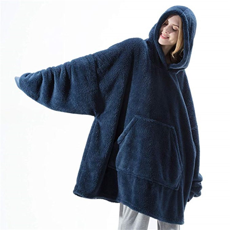 Wearable Blanket Hoodie Oversized Fleece with Front Pocket and Sherpa Lining - Image 49