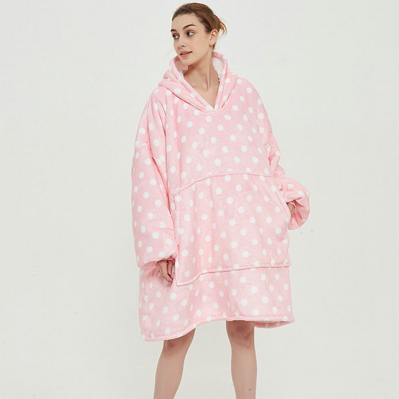 Wearable Blanket Hoodie Oversized Sherpa Fleece Sweatshirt with Plush Lining Kangaroo Pocket - Image 10
