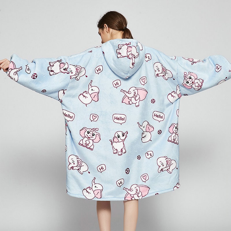Wearable Blanket Hoodie Oversized Sherpa Fleece Sweatshirt with Plush Lining Kangaroo Pocket - Image 12