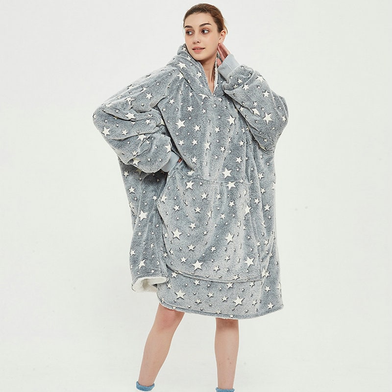 Wearable Blanket Hoodie Oversized Sherpa Fleece Sweatshirt with Plush Lining Kangaroo Pocket - Image 13
