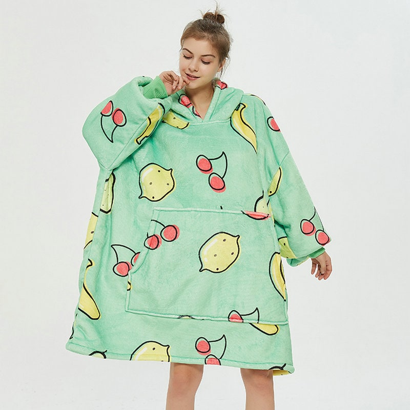 Wearable Blanket Hoodie Oversized Sherpa Fleece Sweatshirt with Plush Lining Kangaroo Pocket - Image 15