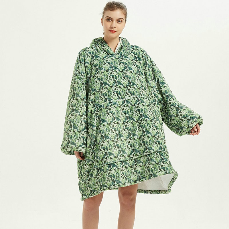 Wearable Blanket Hoodie Oversized Sherpa Fleece Sweatshirt with Plush Lining Kangaroo Pocket - Image 16