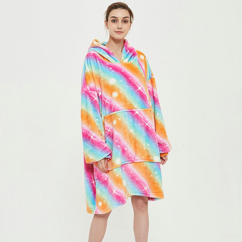 Wearable Blanket Hoodie Oversized Sherpa Fleece Sweatshirt with Plush Lining Kangaroo Pocket - Image 17