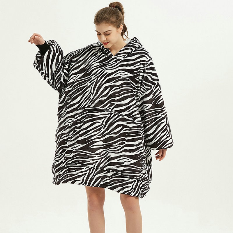 Wearable Blanket Hoodie Oversized Sherpa Fleece Sweatshirt with Plush Lining Kangaroo Pocket - Image 20