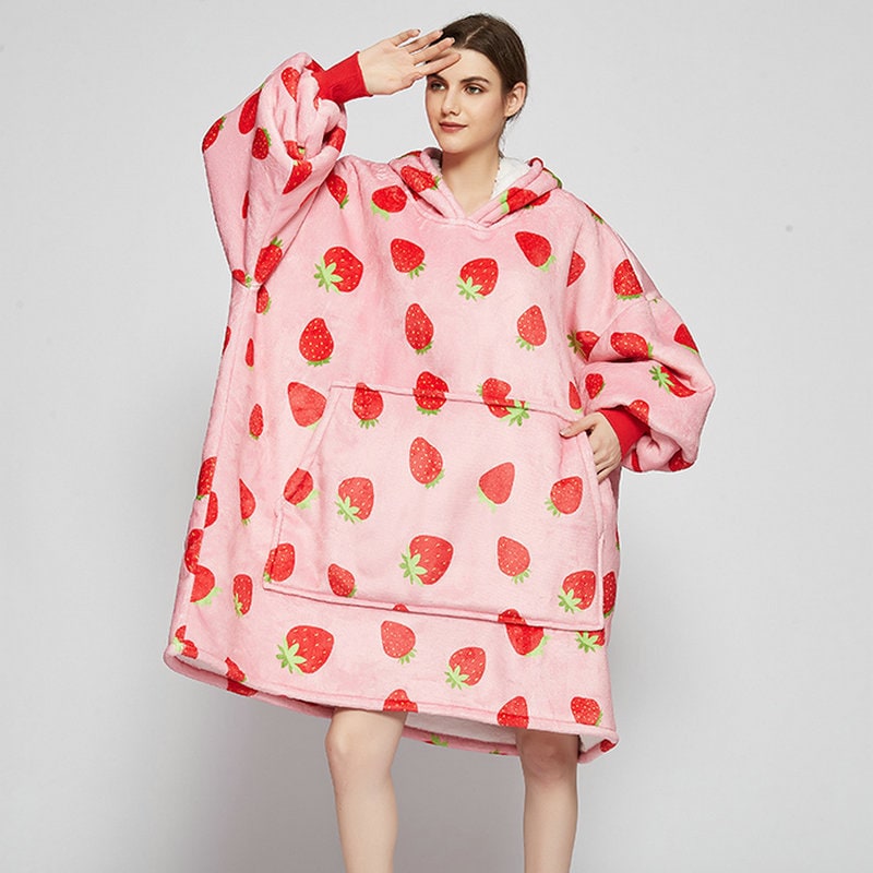 Wearable Blanket Hoodie Oversized Sherpa Fleece Sweatshirt with Plush Lining Kangaroo Pocket - Image 22