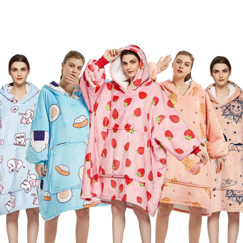 Wearable Blanket Hoodie Oversized Sherpa Fleece Sweatshirt with Plush Lining Kangaroo Pocket - Image 23