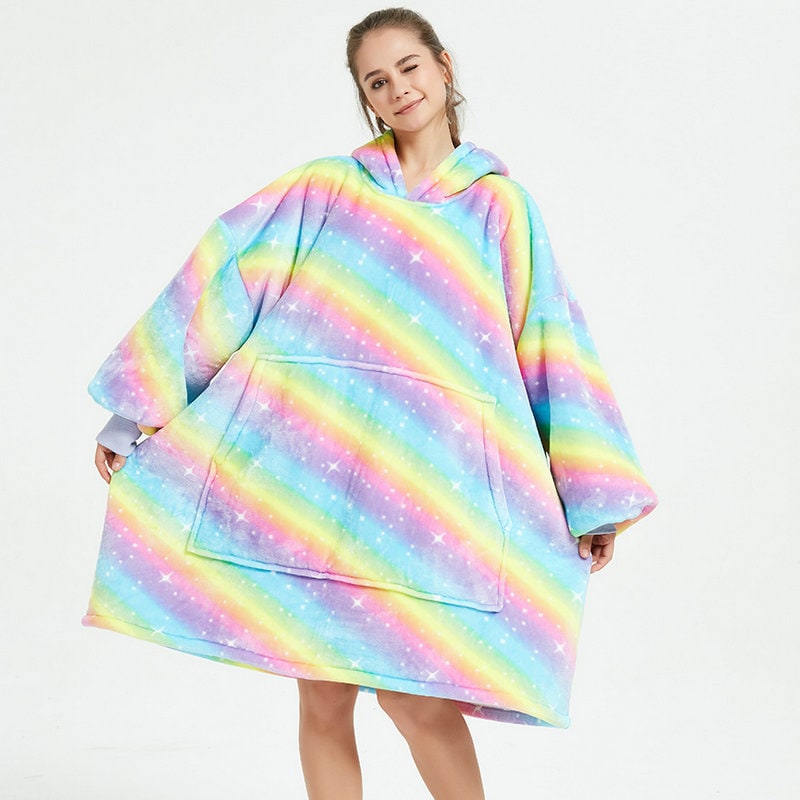 Wearable Blanket Hoodie Oversized Sherpa Fleece Sweatshirt with Plush Lining Kangaroo Pocket - Image 25