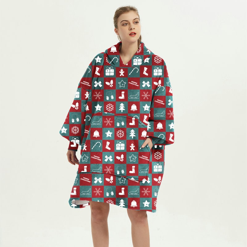 Wearable Blanket Hoodie Oversized Sherpa Fleece Sweatshirt with Plush Lining Kangaroo Pocket - Image 26