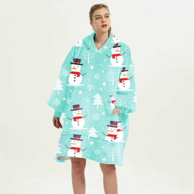 Wearable Blanket Hoodie Oversized Sherpa Fleece Sweatshirt with Plush Lining Kangaroo Pocket - Image 7