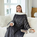 Wearable Heated Blanket with Sleeves and Sherpa Fleece Lining Energy Efficient Heating Throw - Image 1