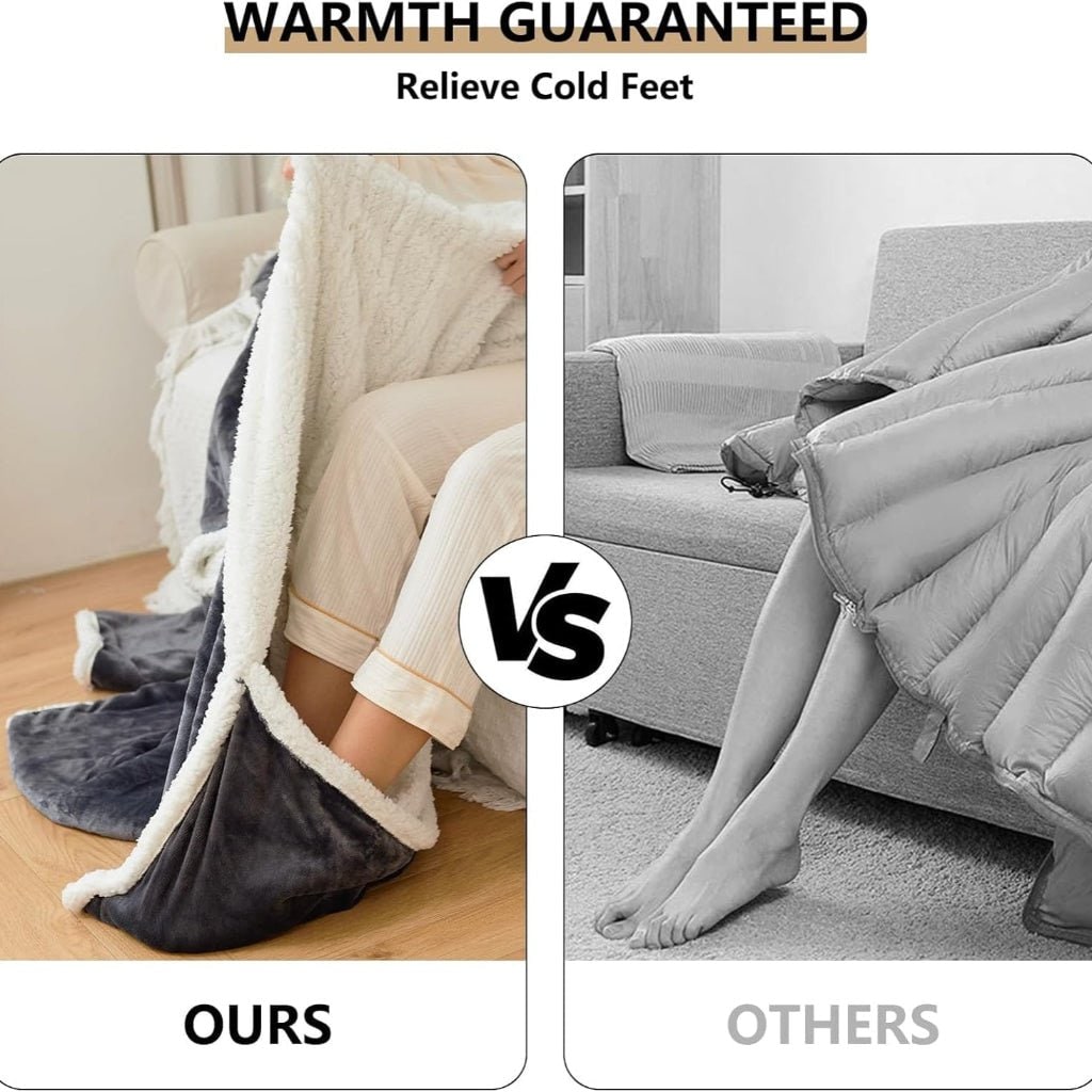 Wearable Heated Blanket with Sleeves and Sherpa Fleece Lining Energy Efficient Heating Throw - Image 7