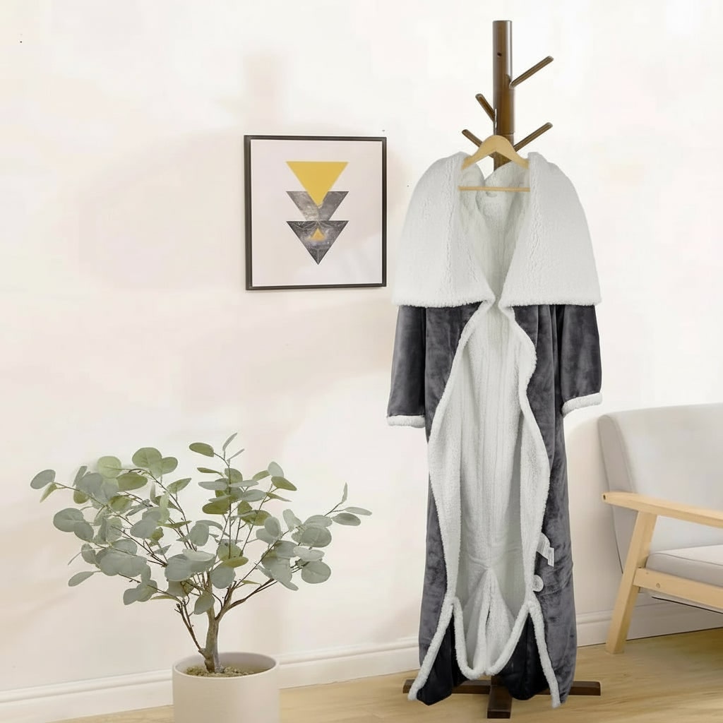 Wearable Heated Blanket with Sleeves and Sherpa Fleece Lining Energy Efficient Heating Throw - Image 8