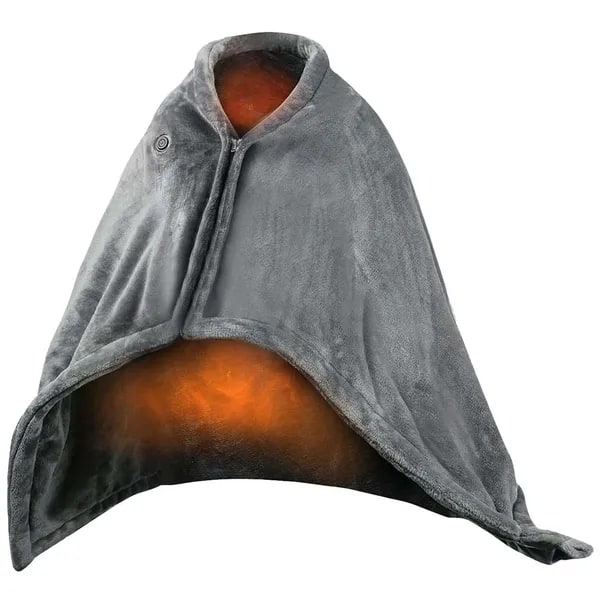 Wearable Heated Blanket with USB Power Zipper Front and Eight Heating Zones Flannel Throw - Image 2