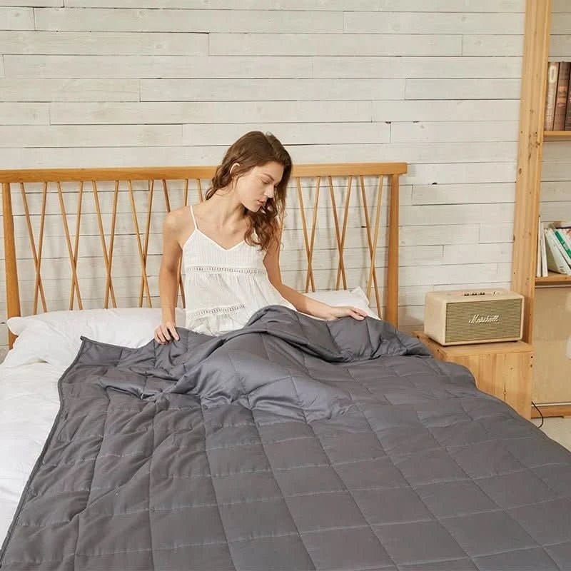 Weighted Blanket Sleep Glass Bead Cotton Quilted Breathable Machine Washable - Image 2