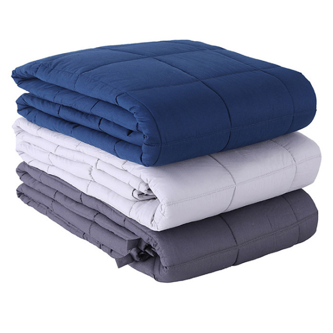 Weighted Blanket Throw with Quilted Square Pockets and Stitched Cotton Design - Image 6