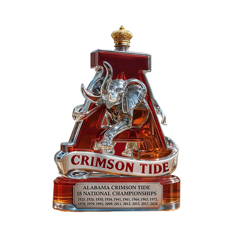 Whiskey Decanter Set with Crystal Glasses Elephant Mascot and Gold Stopper Custom - Image 1