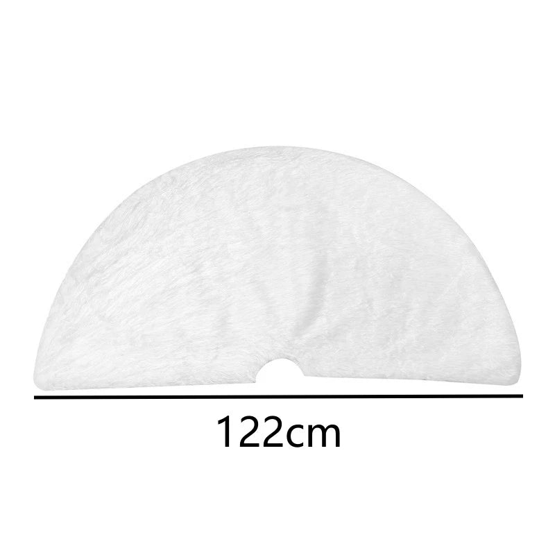 White Faux Fur Christmas Tree Skirt with Plush Soft Texture for Holiday Décor - Image 6