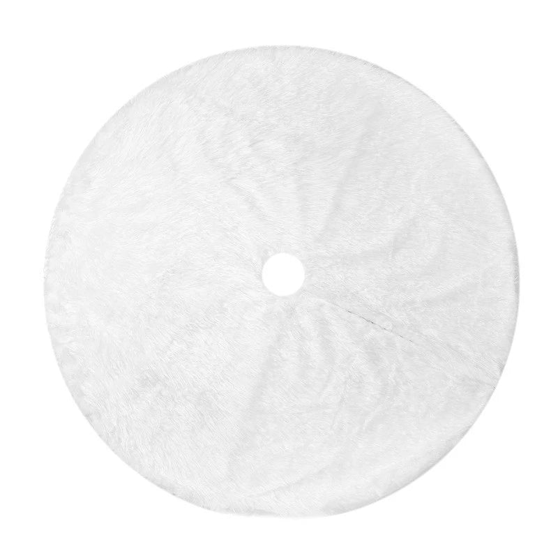 White Faux Fur Christmas Tree Skirt with Plush Soft Texture for Holiday Décor - Image 7