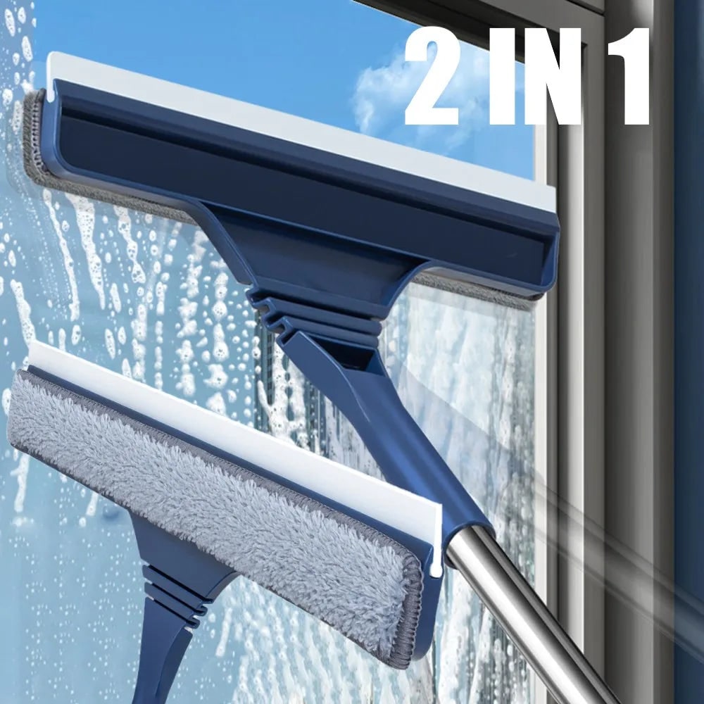 Window Squeegee with Microfiber Scrubber and Telescopic Pole for Streak-Free Cleaning - Image 3
