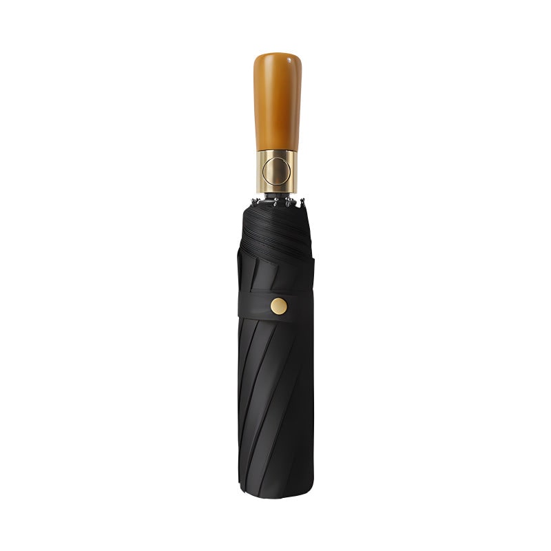 Windproof Travel Umbrella with Automatic Folding Wooden Handle and Compact Design - Image 10