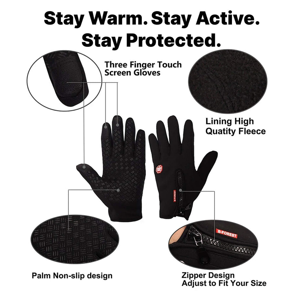 Winter Cycling Gloves Insulated Waterproof Touchscreen with Zippered Cuffs Bicycle - Image 7