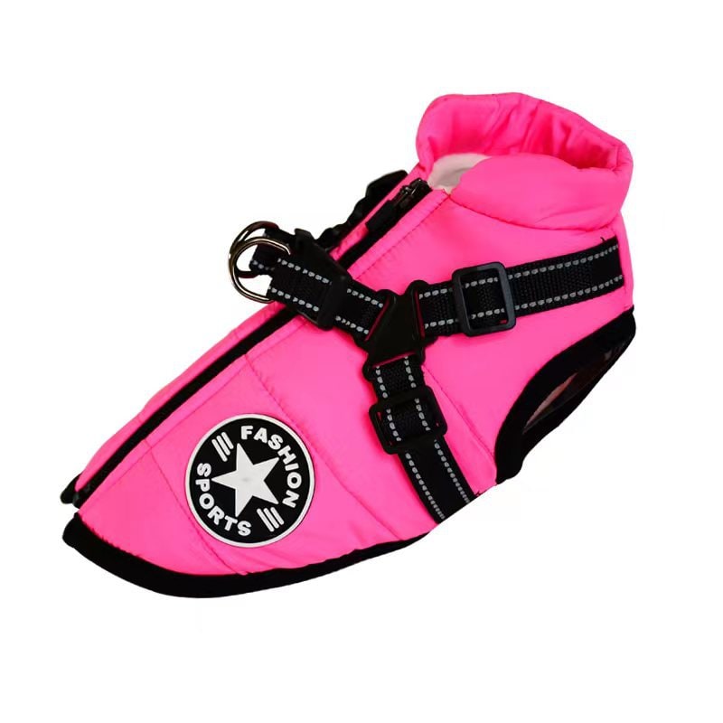 Winter Dog Coat with Harness for Cold Weather Water Resistant Quilted Vest with Reflective Straps - Image 2