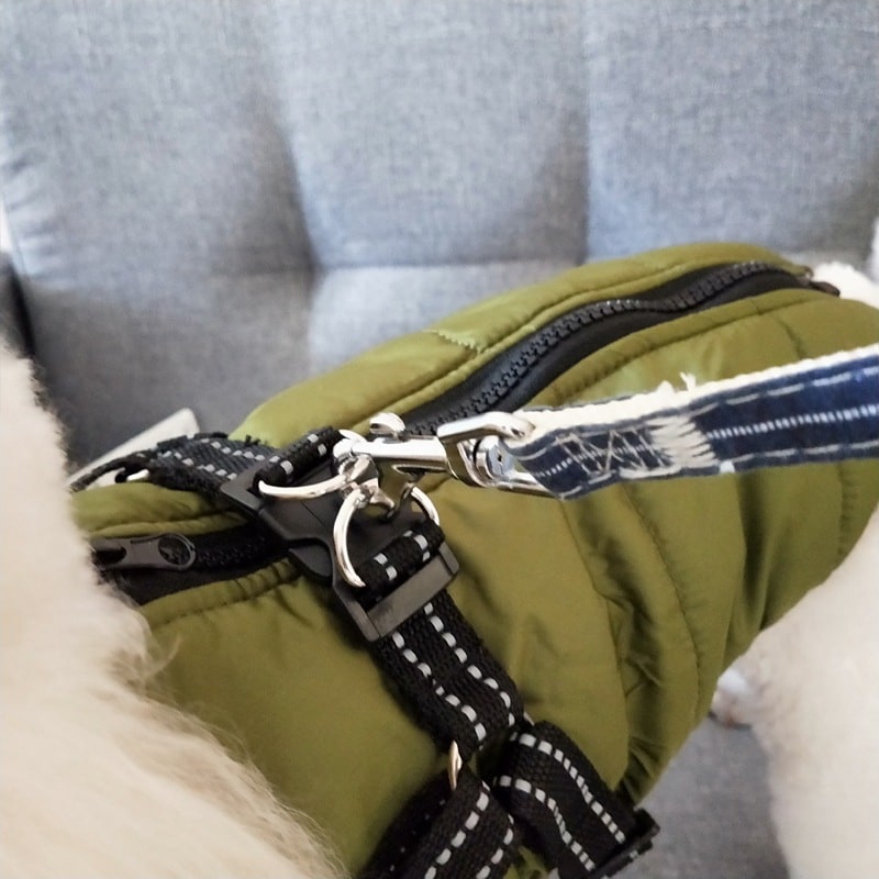Winter Dog Coat with Harness for Cold Weather Water Resistant Quilted Vest with Reflective Straps - Image 4