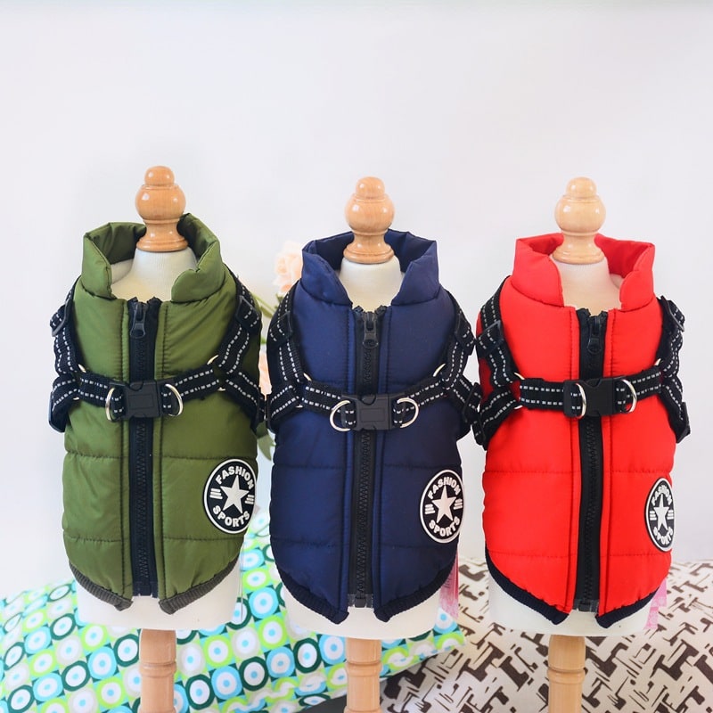 Winter Dog Coat with Harness for Cold Weather Water Resistant Quilted Vest with Reflective Straps - Image 7