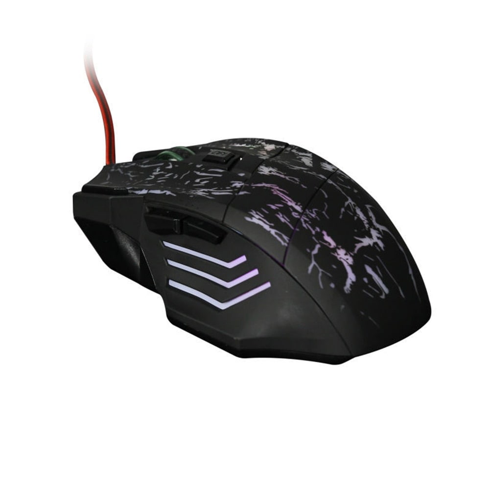 Wired Gaming Mouse with Rgb Crackle Pattern Ergonomic Design and Pad with Wrist Rest - Image 3